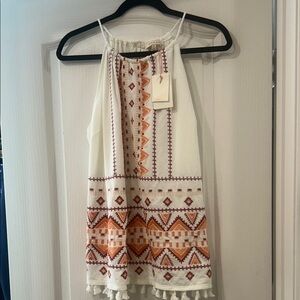 Skies Are Blue Cream and Rust Embroidered Blouse